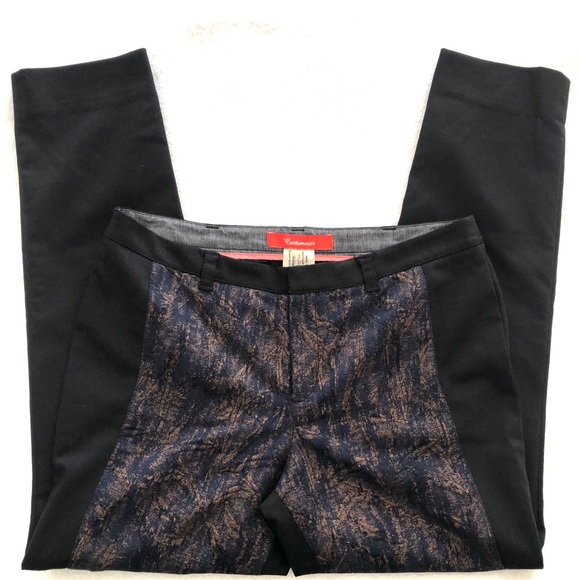 Cartonnier Anthropologie Charlie Brushstroke Trousers  Black Blue Crop Size 6 - Picture 3 of 10